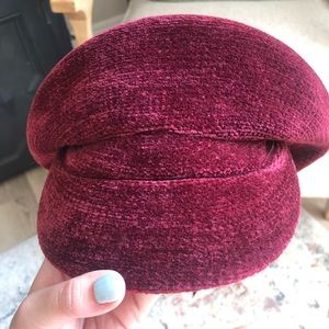 Red Chenille Baker Boy Hat